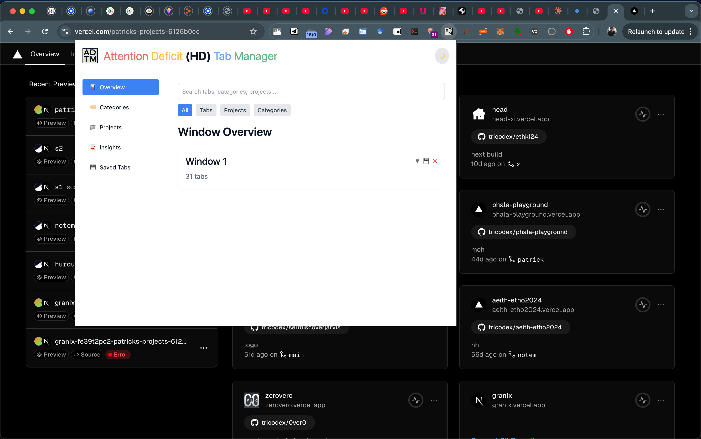 Chrome Tab Manager Extension